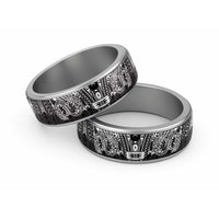 White Couple Dolphins Maori Polynesian Style Classic Ring LT9 Sliver White - Polynesian Pride
