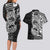 White Couple Dolphins Maori Polynesian Style Couples Matching Long Sleeve Bodycon Dress and Hawaiian Shirt