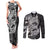 White Couple Dolphins Maori Polynesian Style Couples Matching Tank Maxi Dress and Long Sleeve Button Shirt