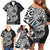 White Couple Dolphins Maori Polynesian Style Family Matching Off Shoulder Short Dress and Hawaiian Shirt