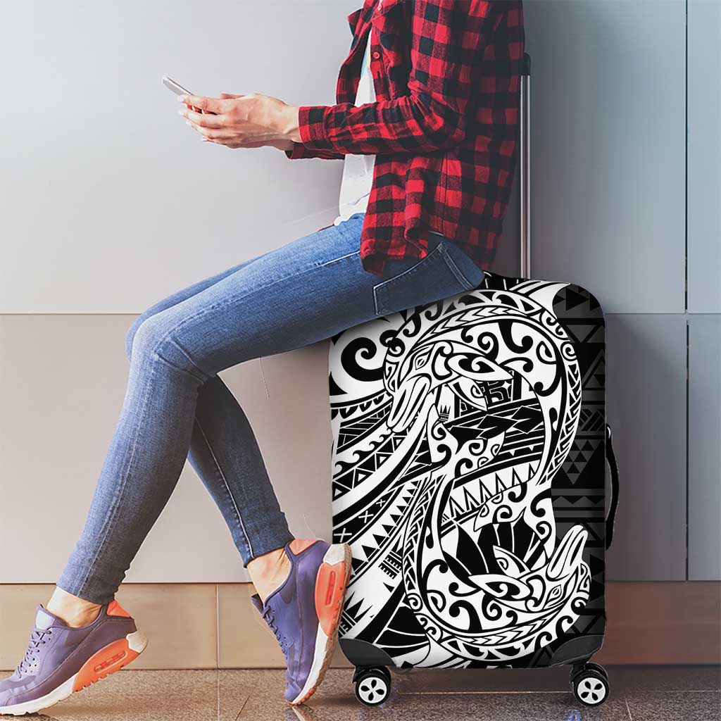 White Couple Dolphins Maori Polynesian Style Luggage Cover LT9 - Polynesian Pride