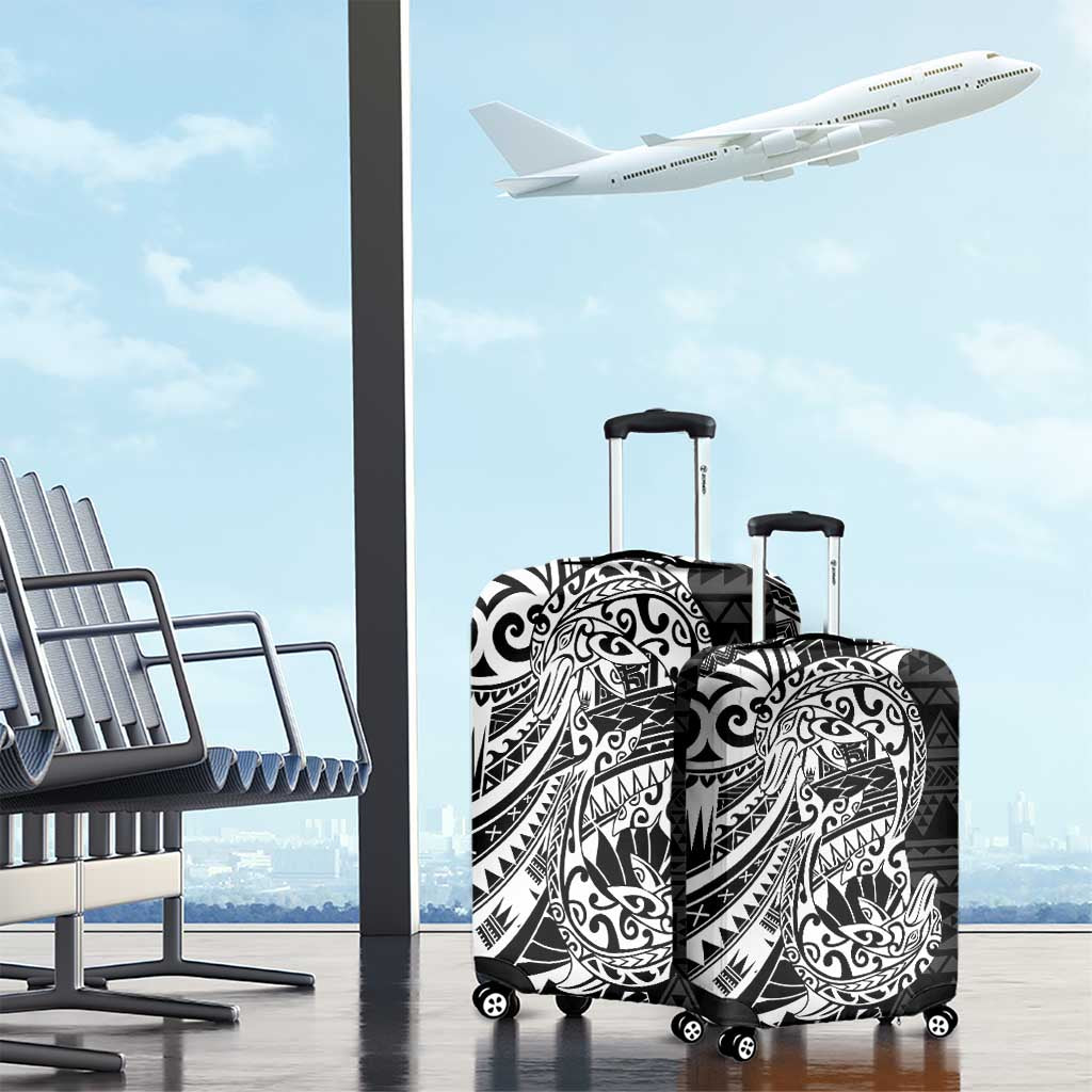 White Couple Dolphins Maori Polynesian Style Luggage Cover LT9 - Polynesian Pride