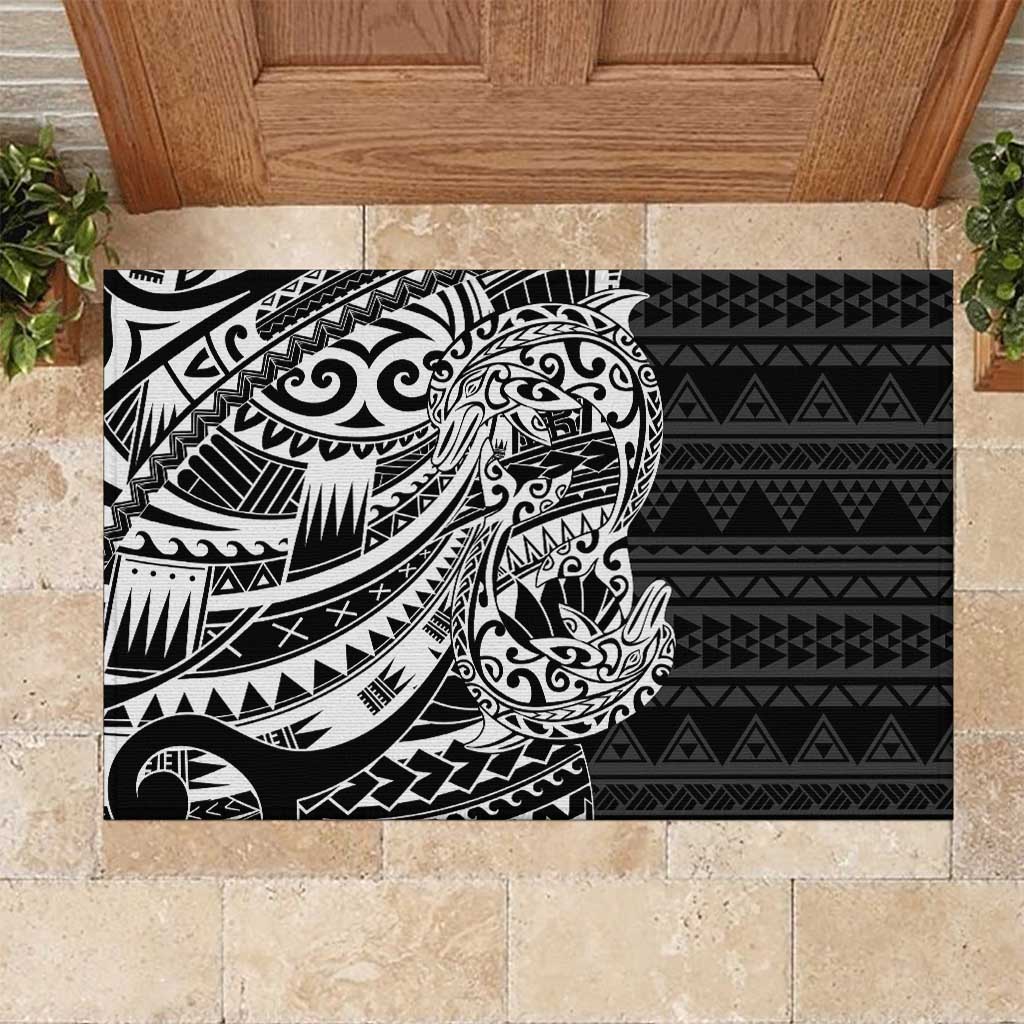 White Couple Dolphins Maori Polynesian Style Rubber Doormat LT9 White - Polynesian Pride