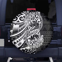 White Couple Dolphins Maori Polynesian Style Spare Tire Cover LT9 No hole White - Polynesian Pride