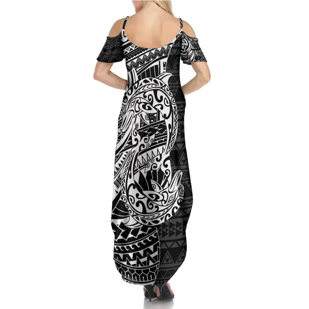 White Couple Dolphins Maori Polynesian Style Summer Maxi Dress LT9 - Polynesian Pride