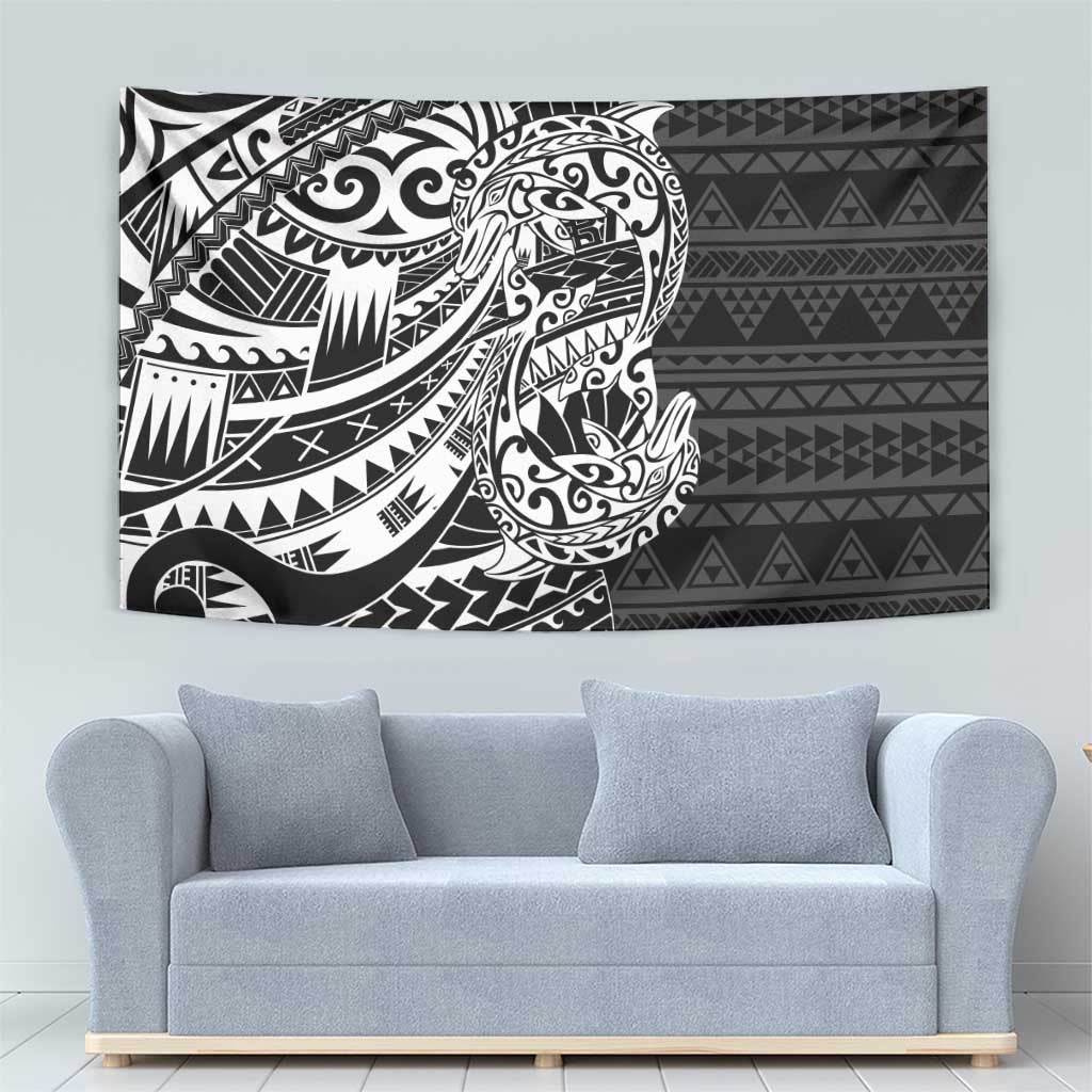 White Couple Dolphins Maori Polynesian Style Tapestry LT9 - Polynesian Pride