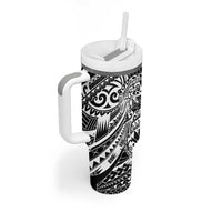 White Couple Dolphins Maori Polynesian Style Tumbler With Handle LT9 - Polynesian Pride