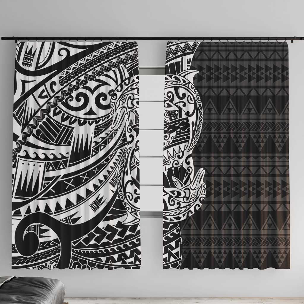 White Couple Dolphins Maori Polynesian Style Window Curtain LT9 With Hooks White - Polynesian Pride