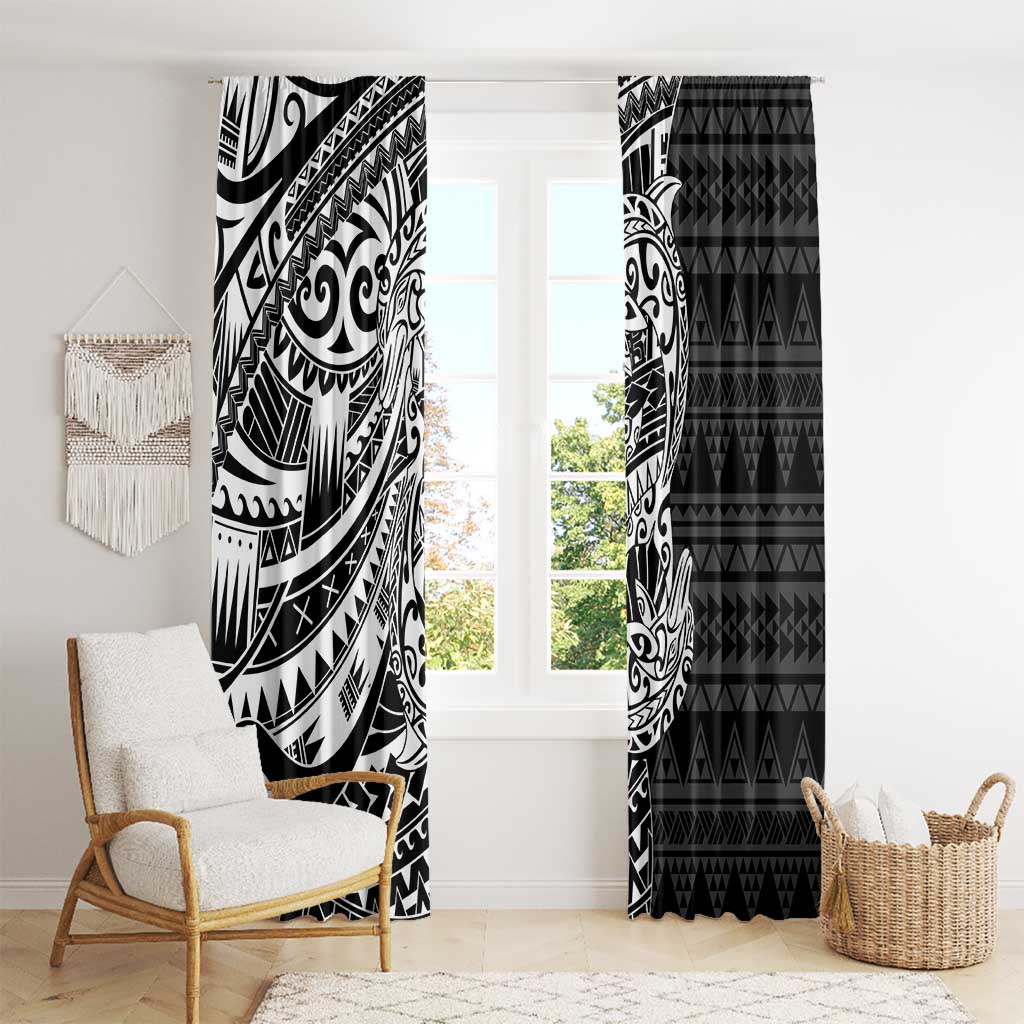 White Couple Dolphins Maori Polynesian Style Window Curtain LT9 - Polynesian Pride