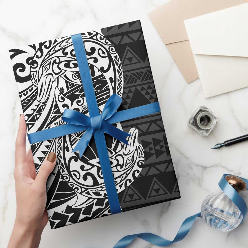 White Couple Dolphins Maori Polynesian Style Wrapping Paper LT9 - Polynesian Pride