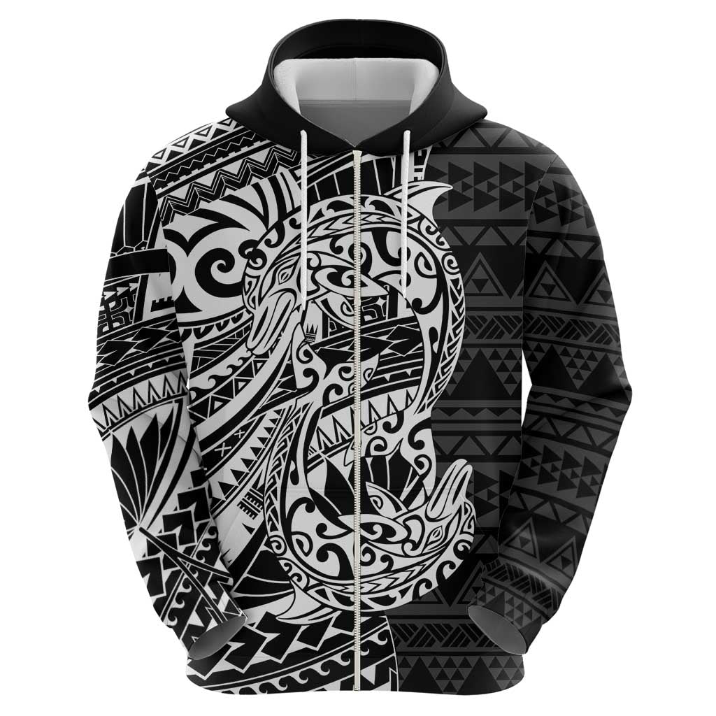 White Couple Dolphins Maori Polynesian Style Zip Hoodie LT9 - Polynesian Pride