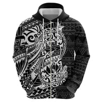 White Couple Dolphins Maori Polynesian Style Zip Hoodie LT9 - Polynesian Pride