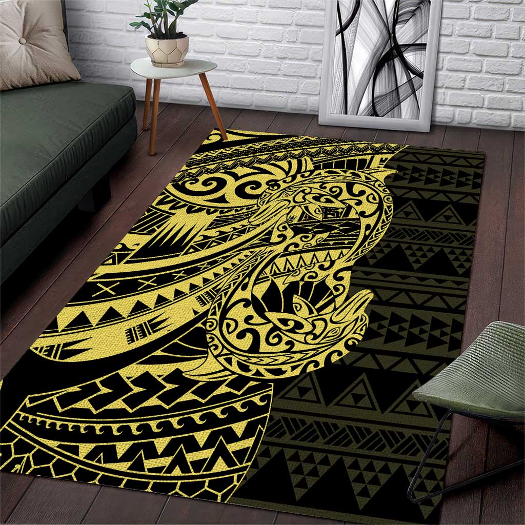 Yellow Couple Dolphins Maori Polynesian Style Area Rug LT9 Yellow - Polynesian Pride