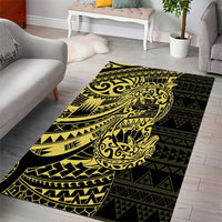 Yellow Couple Dolphins Maori Polynesian Style Area Rug LT9 - Polynesian Pride