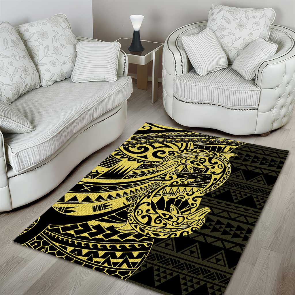 Yellow Couple Dolphins Maori Polynesian Style Area Rug LT9 - Polynesian Pride