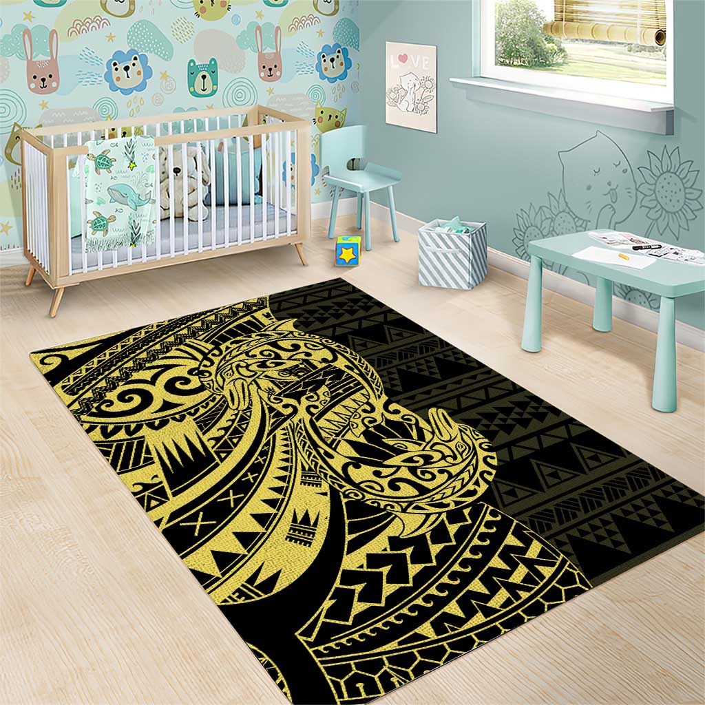 Yellow Couple Dolphins Maori Polynesian Style Area Rug LT9 - Polynesian Pride