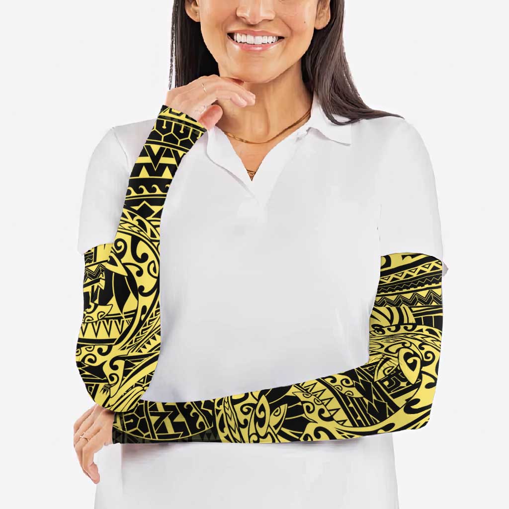 Yellow Couple Dolphins Maori Polynesian Style Arm Sleeves LT9 - Polynesian Pride