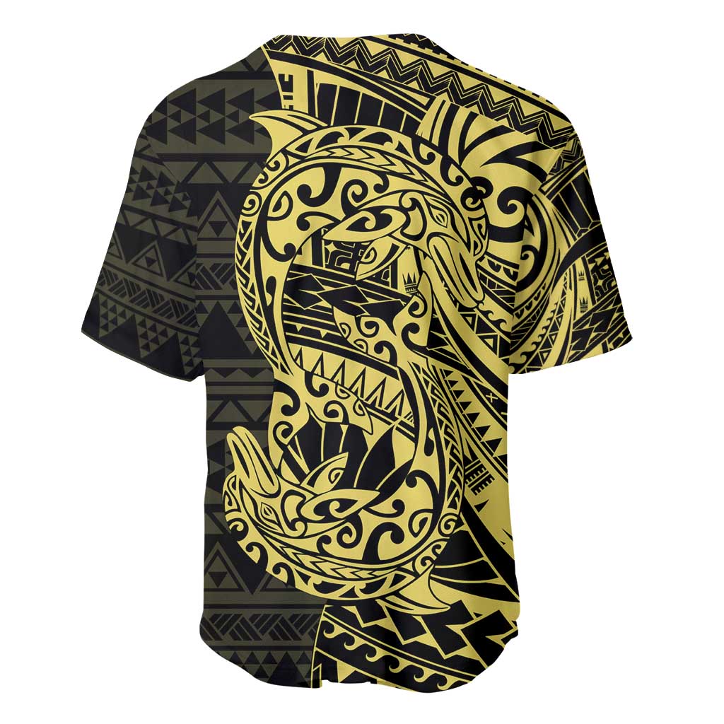 Yellow Couple Dolphins Maori Polynesian Style Baseball Jersey LT9 - Polynesian Pride