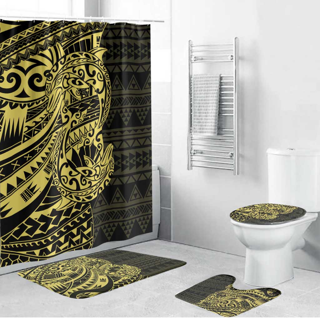 Yellow Couple Dolphins Maori Polynesian Style Bathroom Set LT9 Bathroom Set (4 pcs) Yellow - Polynesian Pride