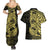 Yellow Couple Dolphins Maori Polynesian Style Couples Matching Summer Maxi Dress and Hawaiian Shirt