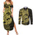 Yellow Couple Dolphins Maori Polynesian Style Couples Matching Summer Maxi Dress and Long Sleeve Button Shirt