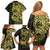 Yellow Couple Dolphins Maori Polynesian Style Family Matching Off Shoulder Short Dress and Hawaiian Shirt