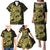 Yellow Couple Dolphins Maori Polynesian Style Family Matching Puletasi and Hawaiian Shirt