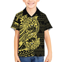 Yellow Couple Dolphins Maori Polynesian Style Kid Hawaiian Shirt LT9 Kid Yellow - Polynesian Pride