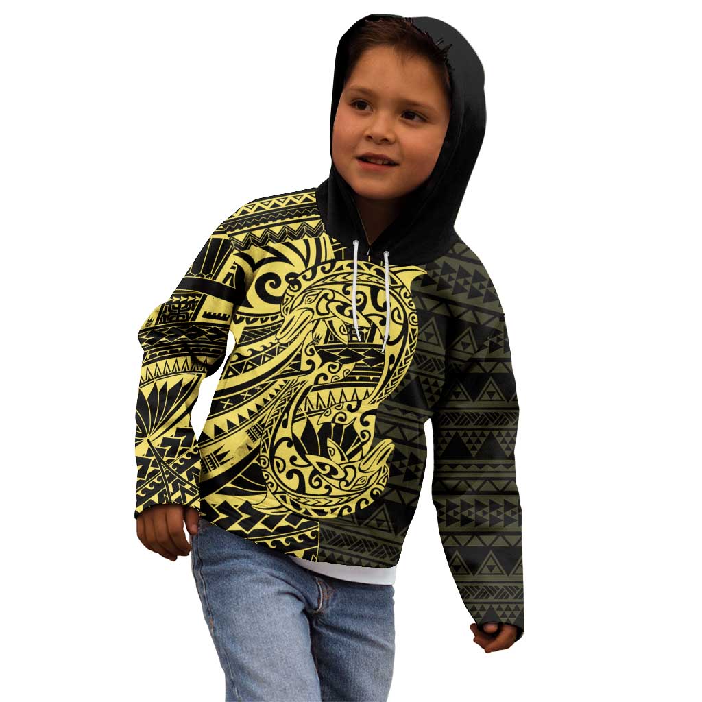 Yellow Couple Dolphins Maori Polynesian Style Kid Hoodie LT9 - Polynesian Pride