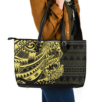 Yellow Couple Dolphins Maori Polynesian Style Leather Tote Bag LT9 - Polynesian Pride