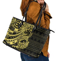 Yellow Couple Dolphins Maori Polynesian Style Leather Tote Bag LT9 - Polynesian Pride