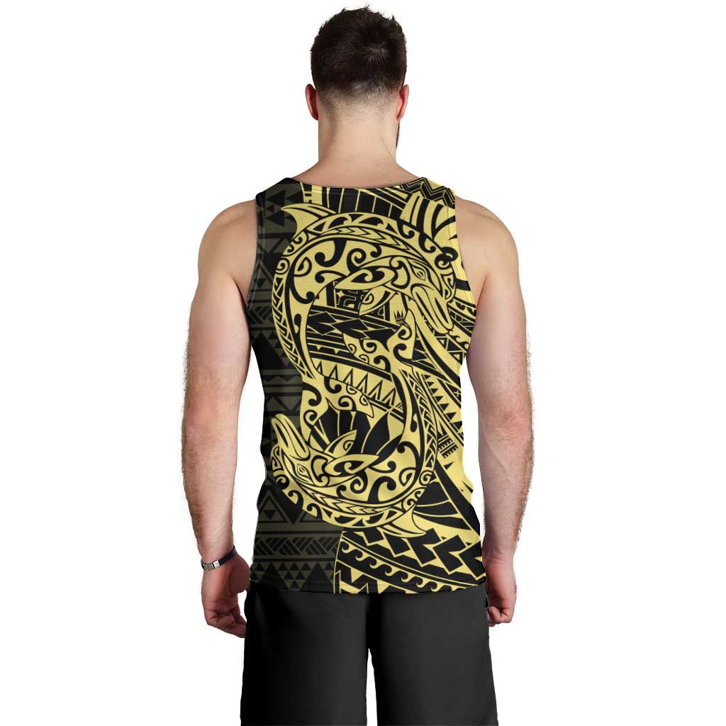 Yellow Couple Dolphins Maori Polynesian Style Men Tank Top LT9 - Polynesian Pride