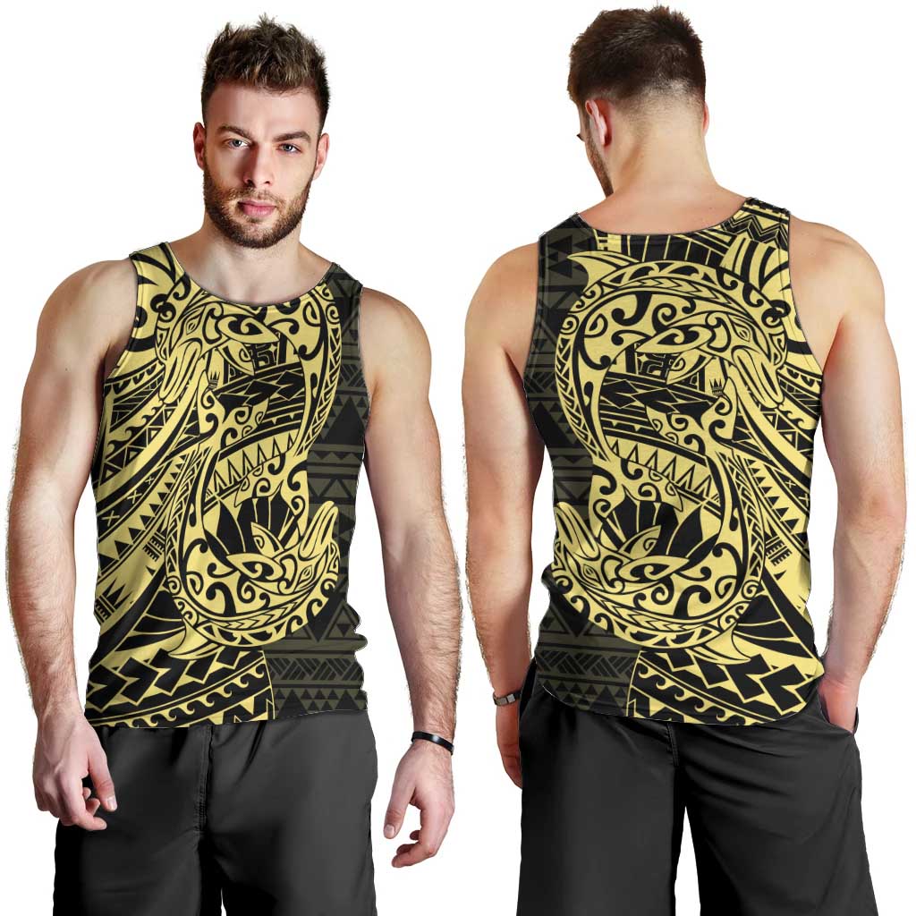 Yellow Couple Dolphins Maori Polynesian Style Men Tank Top LT9 - Polynesian Pride
