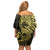 Yellow Couple Dolphins Maori Polynesian Style Off Shoulder Short Dress