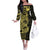 Yellow Couple Dolphins Maori Polynesian Style Off The Shoulder Long Sleeve Dress