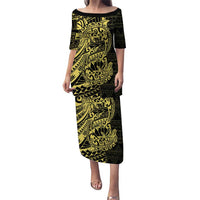 Yellow Couple Dolphins Maori Polynesian Style Puletasi LT9 Long Dress Yellow - Polynesian Pride