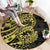 Yellow Couple Dolphins Maori Polynesian Style Round Carpet