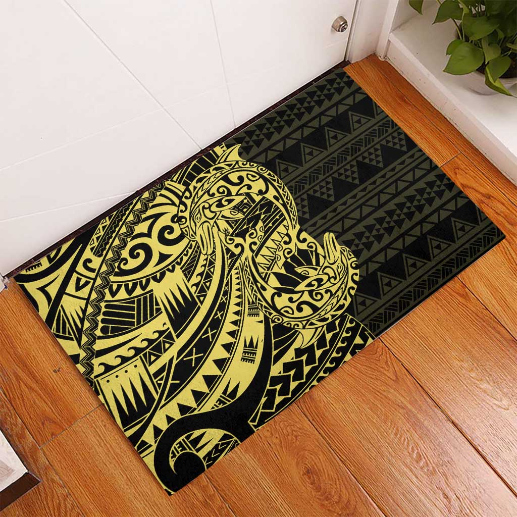 Yellow Couple Dolphins Maori Polynesian Style Rubber Doormat LT9 - Polynesian Pride