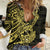 Yellow Couple Dolphins Maori Polynesian Style Women Casual Shirt