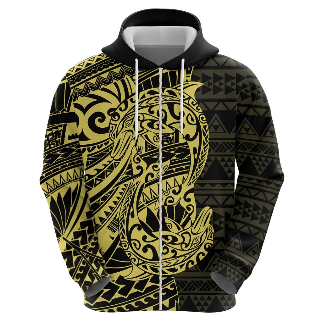 Yellow Couple Dolphins Maori Polynesian Style Zip Hoodie LT9 - Polynesian Pride