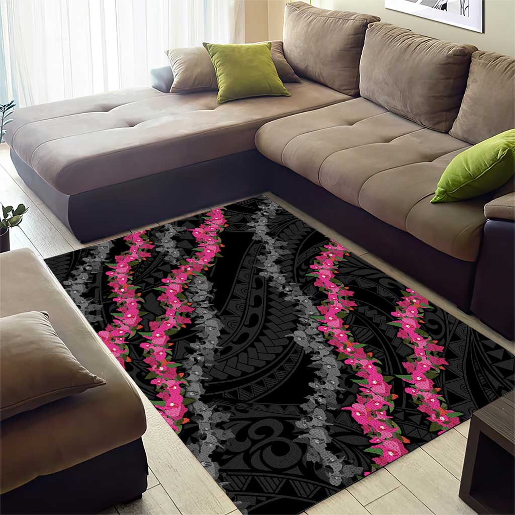 Guam Bougainvillea Lei Area Rug Chamorro Tribal Pattern LT9 - Polynesian Pride
