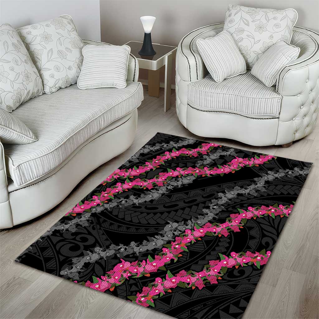 Guam Bougainvillea Lei Area Rug Chamorro Tribal Pattern LT9 - Polynesian Pride