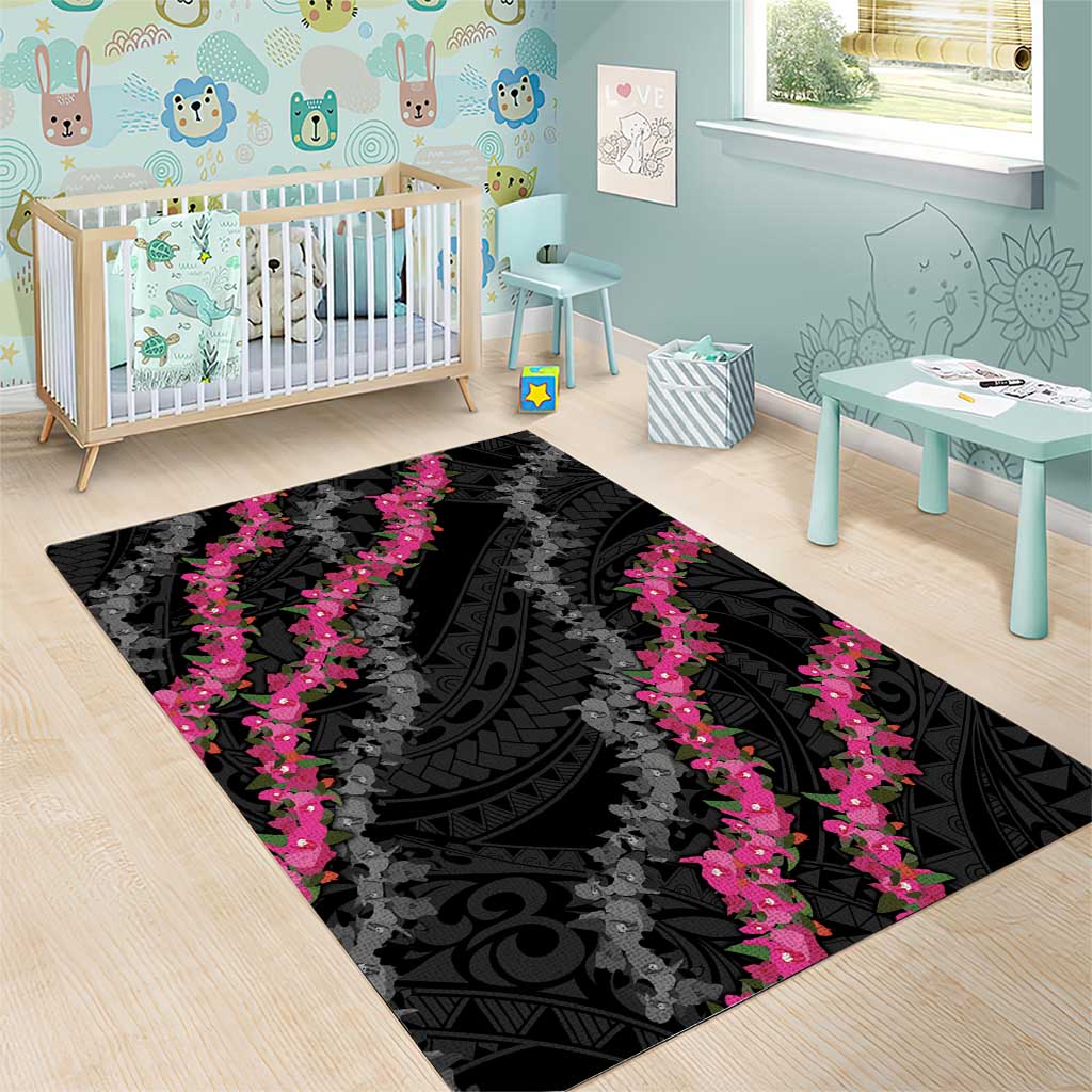 Guam Bougainvillea Lei Area Rug Chamorro Tribal Pattern LT9 - Polynesian Pride