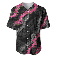 Guam Bougainvillea Lei Baseball Jersey Chamorro Tribal Pattern LT9 Black - Polynesian Pride