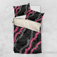 Guam Bougainvillea Lei Bedding Set Chamorro Tribal Pattern LT9 US Twin 172cm x 218cm Black - Polynesian Pride