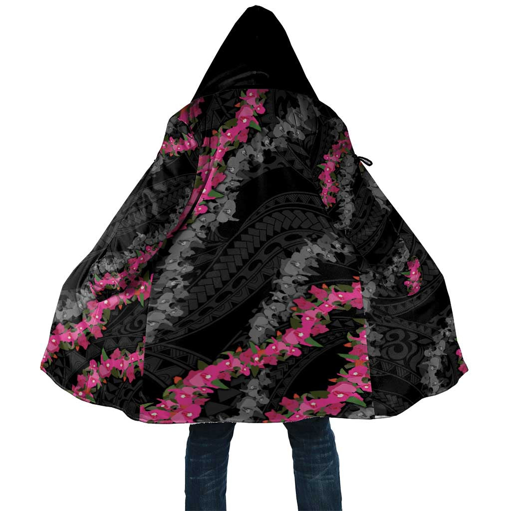 Guam Bougainvillea Lei Cloak Chamorro Tribal Pattern LT9 Unisex Black - Polynesian Pride