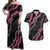 Guam Bougainvillea Lei Couples Matching Off Shoulder Maxi Dress and Hawaiian Shirt Chamorro Tribal Pattern