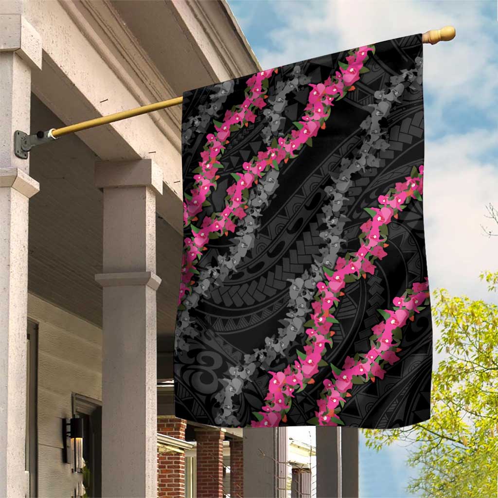 Guam Bougainvillea Lei Garden Flag Chamorro Tribal Pattern LT9 House Flag Black - Polynesian Pride