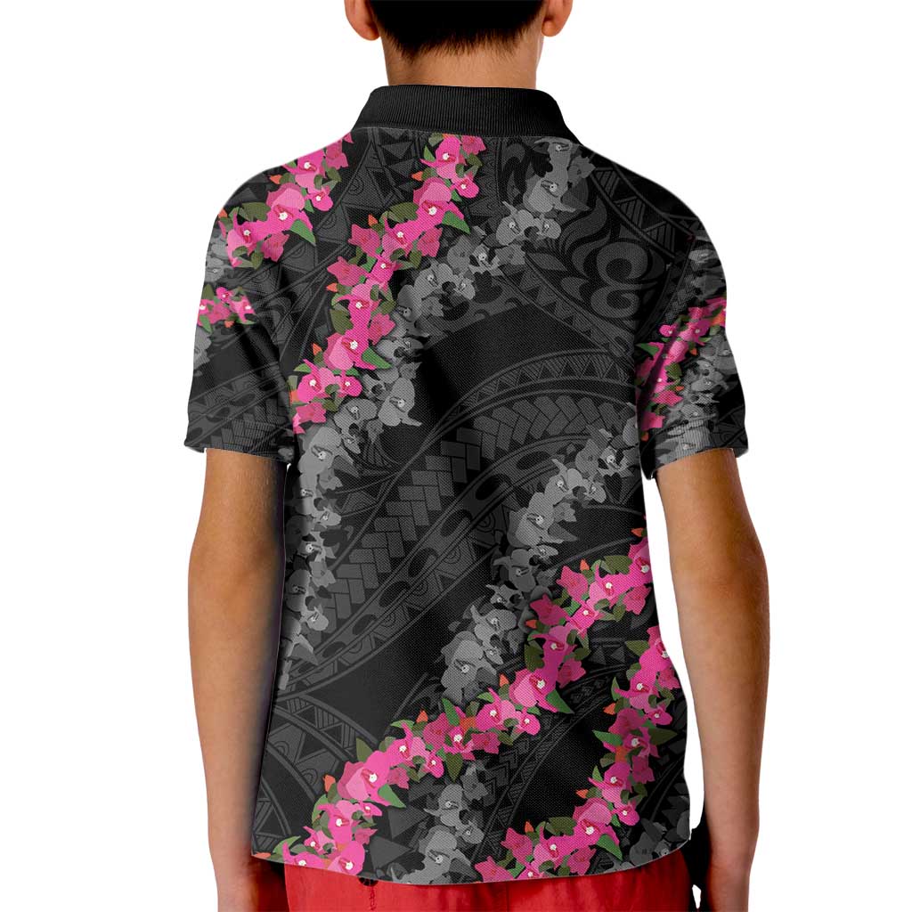 Guam Bougainvillea Lei Kid Polo Shirt Chamorro Tribal Pattern LT9 - Polynesian Pride