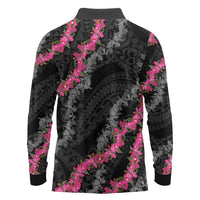 Guam Bougainvillea Lei Long Sleeve Polo Shirt Chamorro Tribal Pattern LT9 - Polynesian Pride